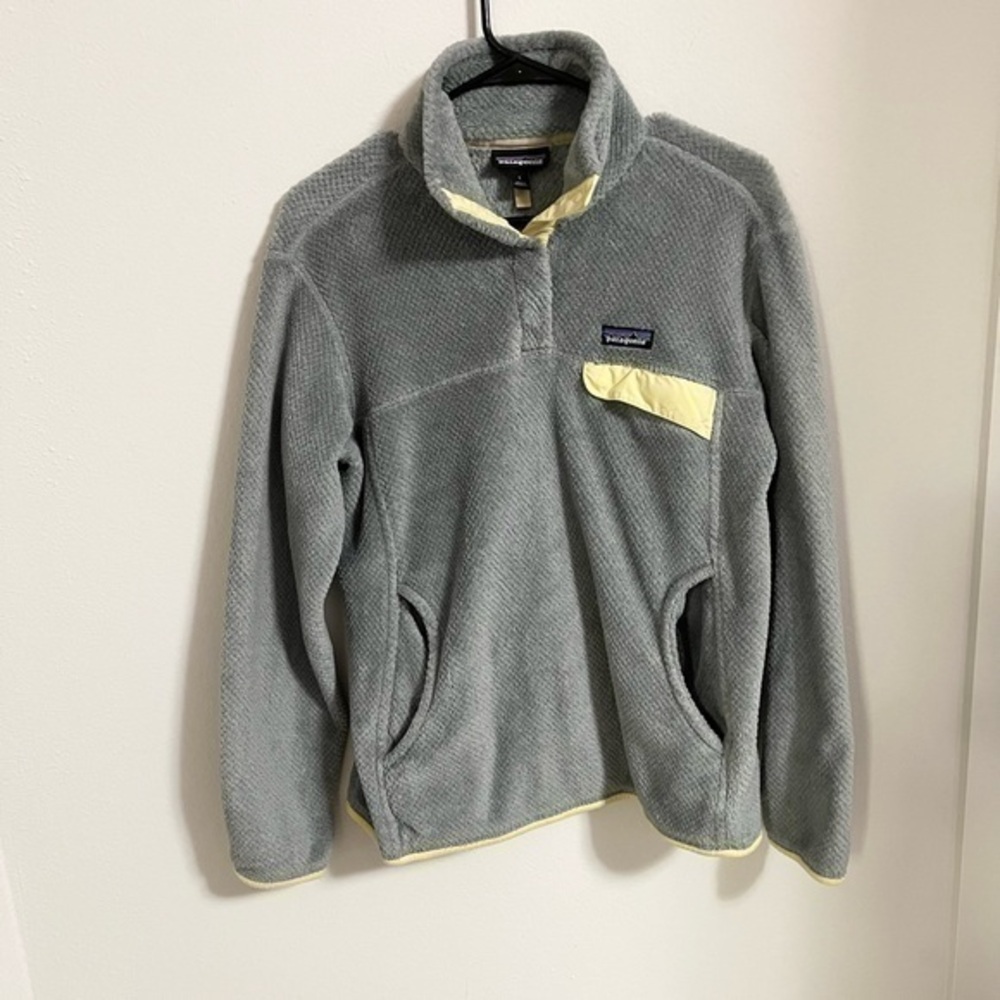 Patagonia Snap-T Fleece Pullover Women Size L Yellow and Grey